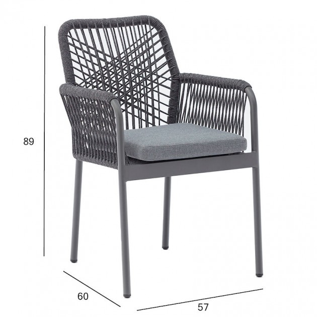 На фото: Крісло для тераси Hela Grey (20929), Крісла зі шнура Garden4You, каталог, ціна