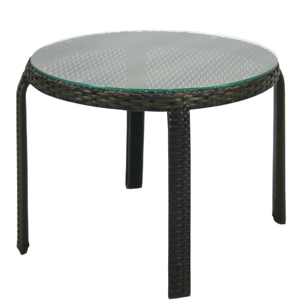 На фото: Приставний столик Wicker Dark Brown (13356), Столи зі штучного ротангу Garden4You, каталог, ціна