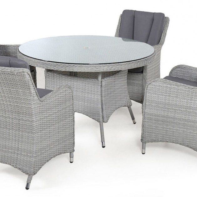 На фото: Круглий обідній стіл Ascot Grey (25222), Столи зі штучного ротангу Garden4You, каталог, ціна